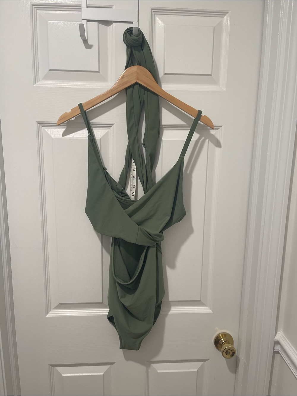 aerie Olive-Green One-Piece Wrap Swimsuit
